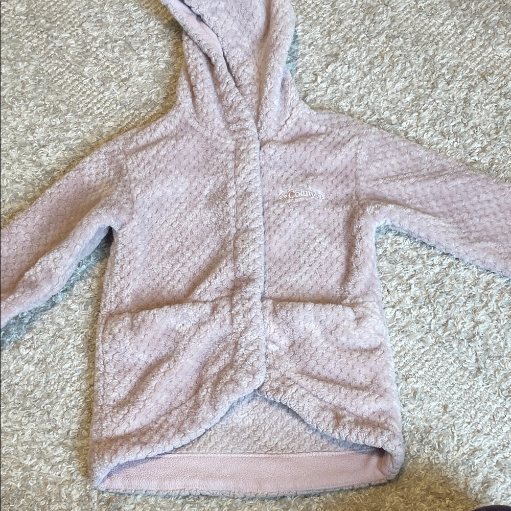 Columbia Girls Pink Fuzzy Hooded Jacket
